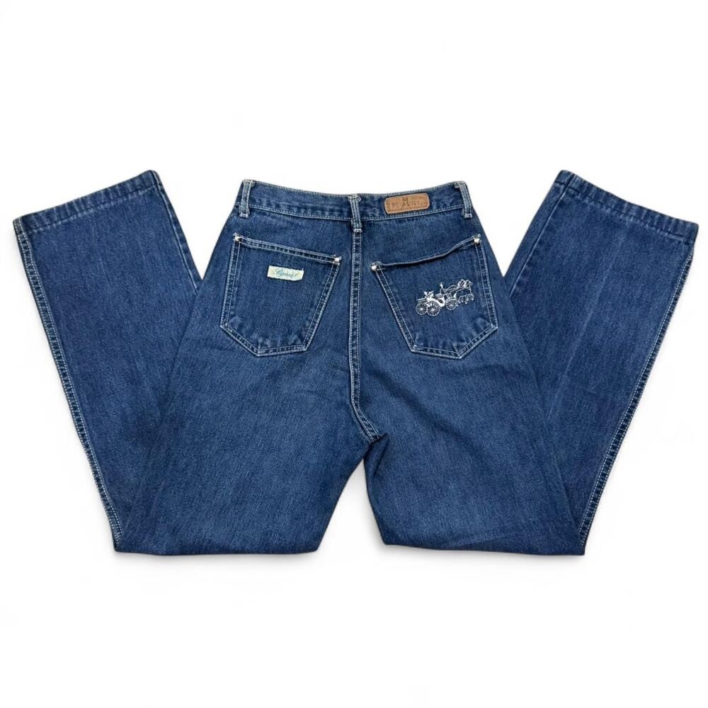 Vintage Pegasus Jeans Womens 8 Hong Kong Embroidered High Waist Western 70s 80s